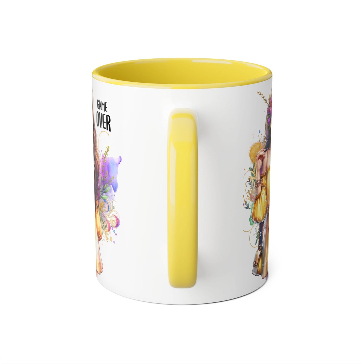 Colorful Game Over Accent Mug, 11oz Coffee Cup, Unique Art Gift, Fun Drinkware, Birthday, Celebration, Decorative Mug