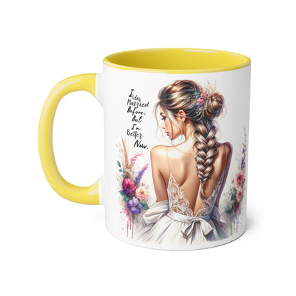I Was Married Before But I'm Better Now Humoristic Chic Inspirational Accent Mugs, Motivational Gifts for Her, Flower Decor Coffee Cups, Unique Wedding or Bridal Shower Present, [...]