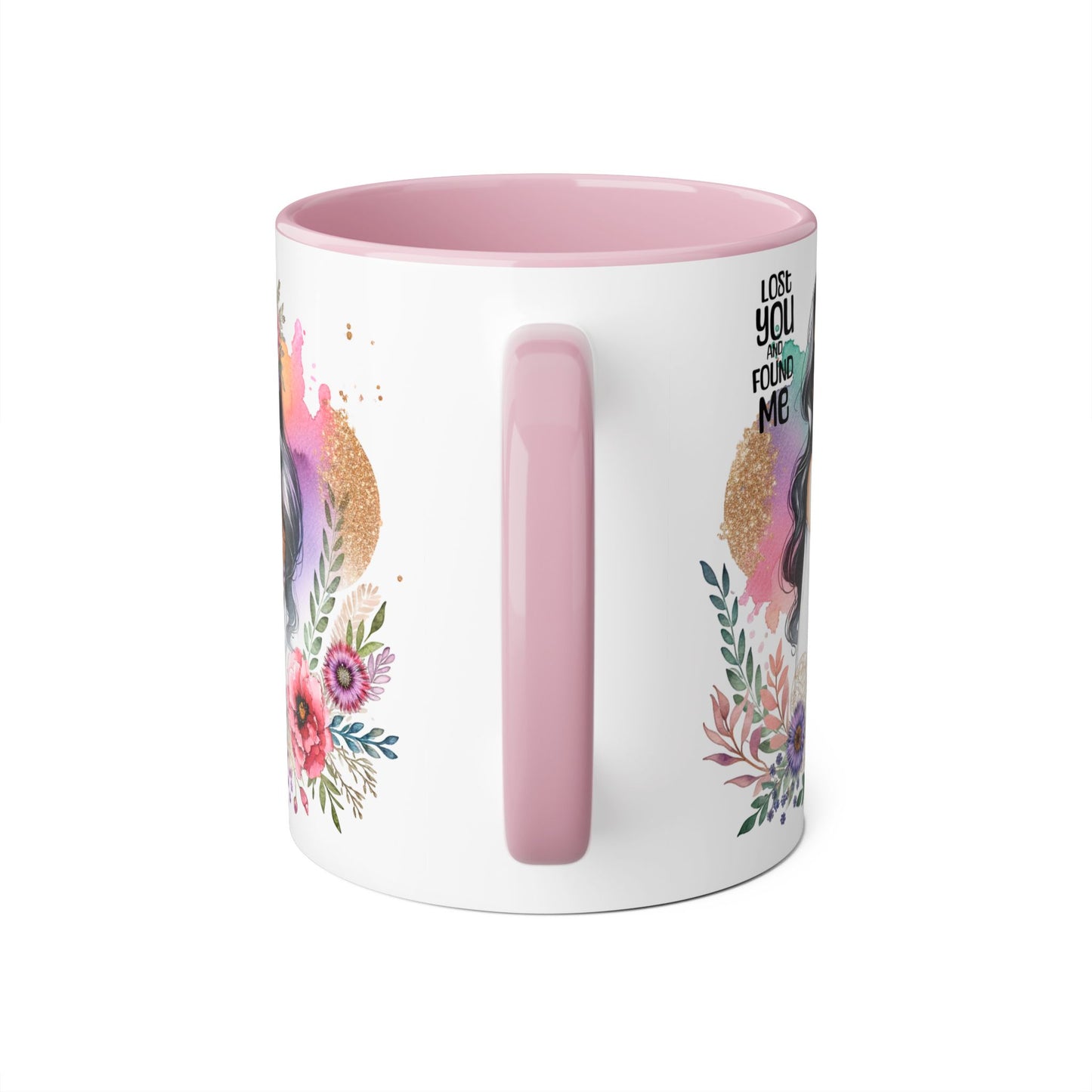 Lost You and Found Me Bohemian Floral Accent Mug, Inspirational Coffee Cup, Gift for Her, Self-Care Essentials, Unique Home Decor, Personalized Drinkware