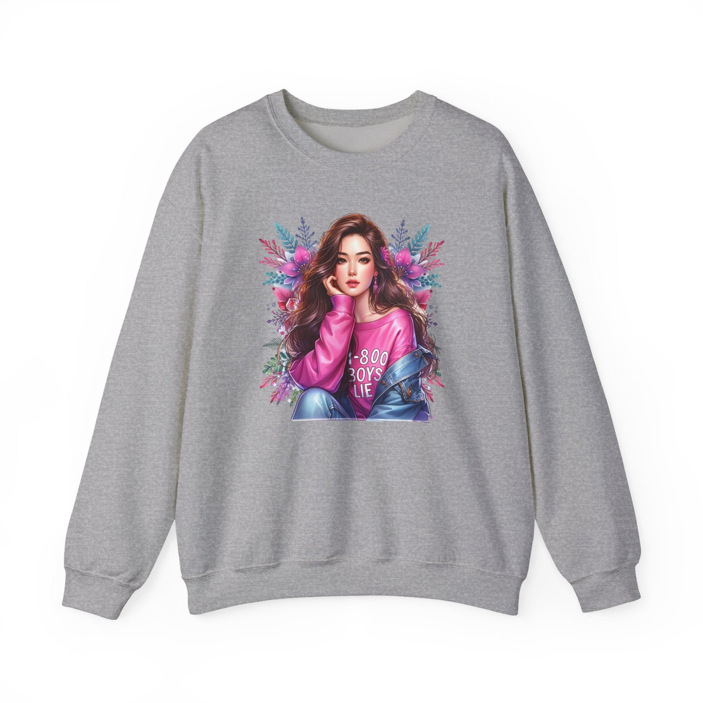 1-800-Boys-Lie Trendy Crewneck Sweatshirt - Cozy Unisex Pullover, Perfect for Casual Days, Gifts for Her, Cute Fashion Layering, Everyday Style