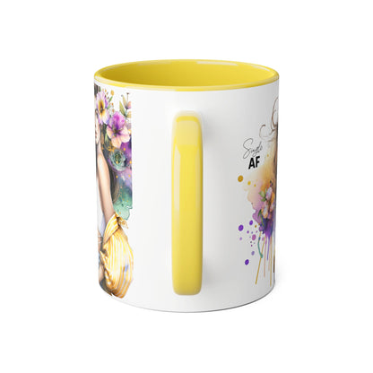 Single AF Chic Accent Mugs with Floral Art, Stylish Coffee Cups, Trendy Tea Mugs, Gift for Her, Motivational and Inspiring Drinkware