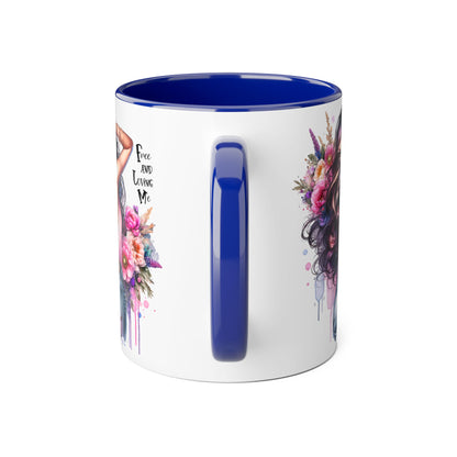 Boho Floral Accent Mug, Empowering Coffee Cup, Gift for Friends, Home Decor, Art Lover's Mug