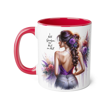 I Hold Grudges, I'll Heal in Hell Elegant Floral Accent Mug, Inspirational Coffee Cup, Gift for Her, Stylish Tea Mug, Home Décor, Unique Drinkware