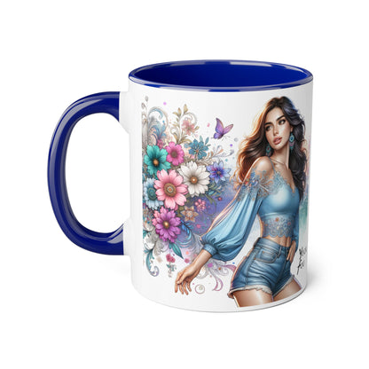 Yuck Fou Artistic Accent Mug, Floral Coffee Cup, Unique Gift for Her, Decorative Drinkware, Birthday Present, Home Décor