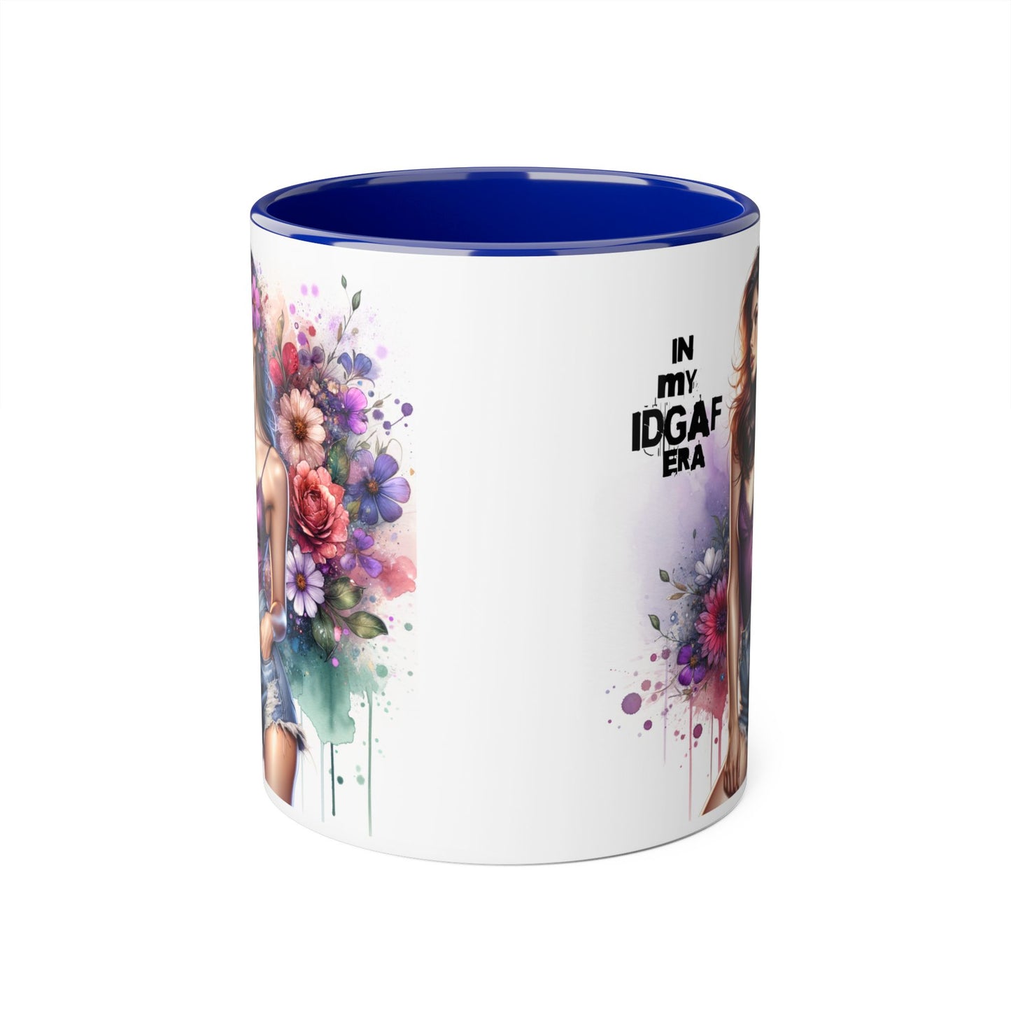Colorful Floral IDGAF Mug, Inspiring Coffee Cup, Gift for Her, Sassy Drinkware, Unique Floral Mug, Birthday Gift