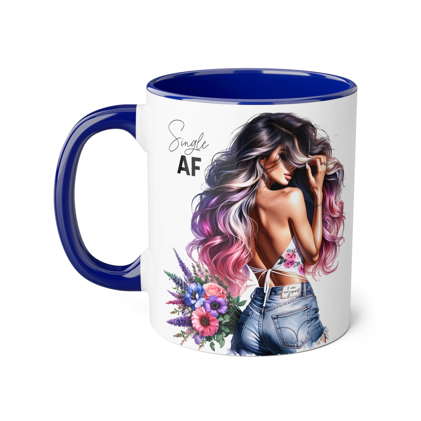 Single AF Bold Floral Single AF Accent Mug - Perfect for Coffee Lovers, Gifts for Her, Self-Care, Celebration, Home Decor