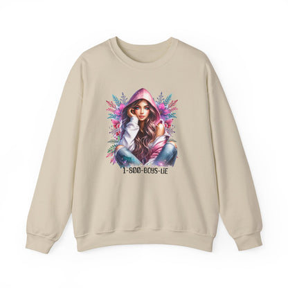 1-800-Boys-Lie Chic Floral Sweatshirt, Cozy Crewneck, Fall Fashion, Gift for Her, Self-Care Sweater, Cute Relaxed Fit