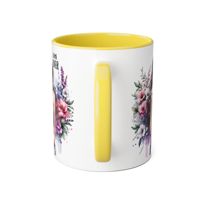 Game Over Floral Accent Mug - 11oz, Coffee Cup for Her, Gift for Gamers, Fun Tea Mug, Unique Kitchen Decor, Women’s Gift Idea