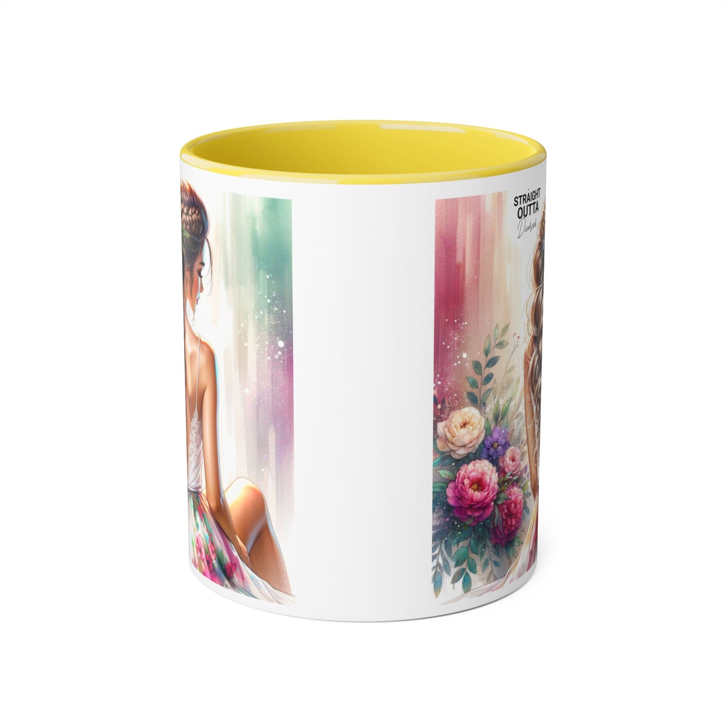 Straight Outta Divorced Humoristic Elegant Floral Accent Mug, Artistic Coffee Cup, Gift for Her, Home Decor, Tea Lover's Mug, Birthday Gift Idea, Wedding Favor