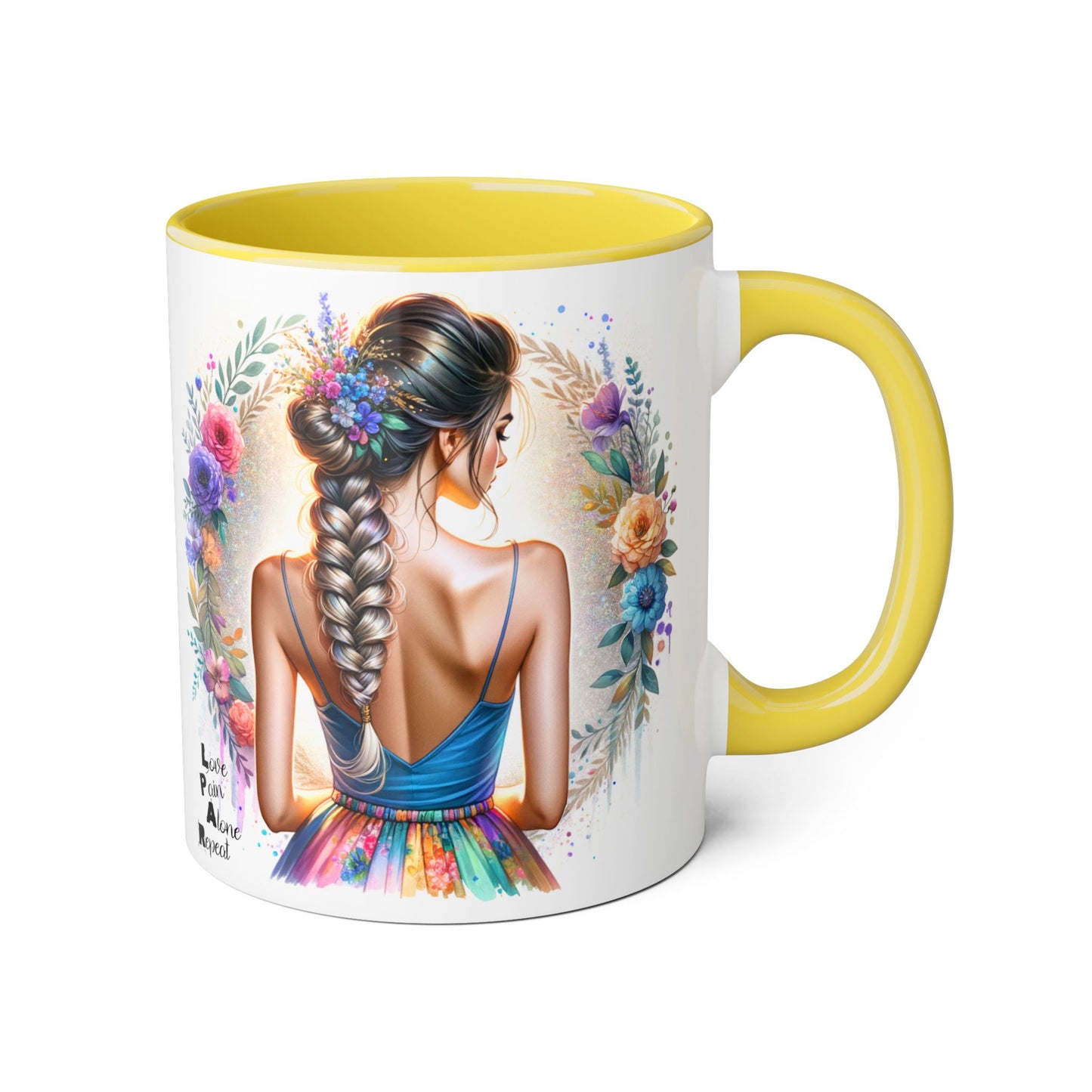 Artistic Accent Mug, Floral Coffee Cup, Unique Gifts for Her, Inspirational Drinkware, Love Yourself Mugs, Boho Style