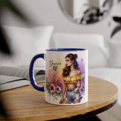 Divorced AF Accent Mug, Floral Coffee Cup, Empowerment Gift, Self-Care Mug, Funny Divorce Coffee Mug, Unique Drinkware