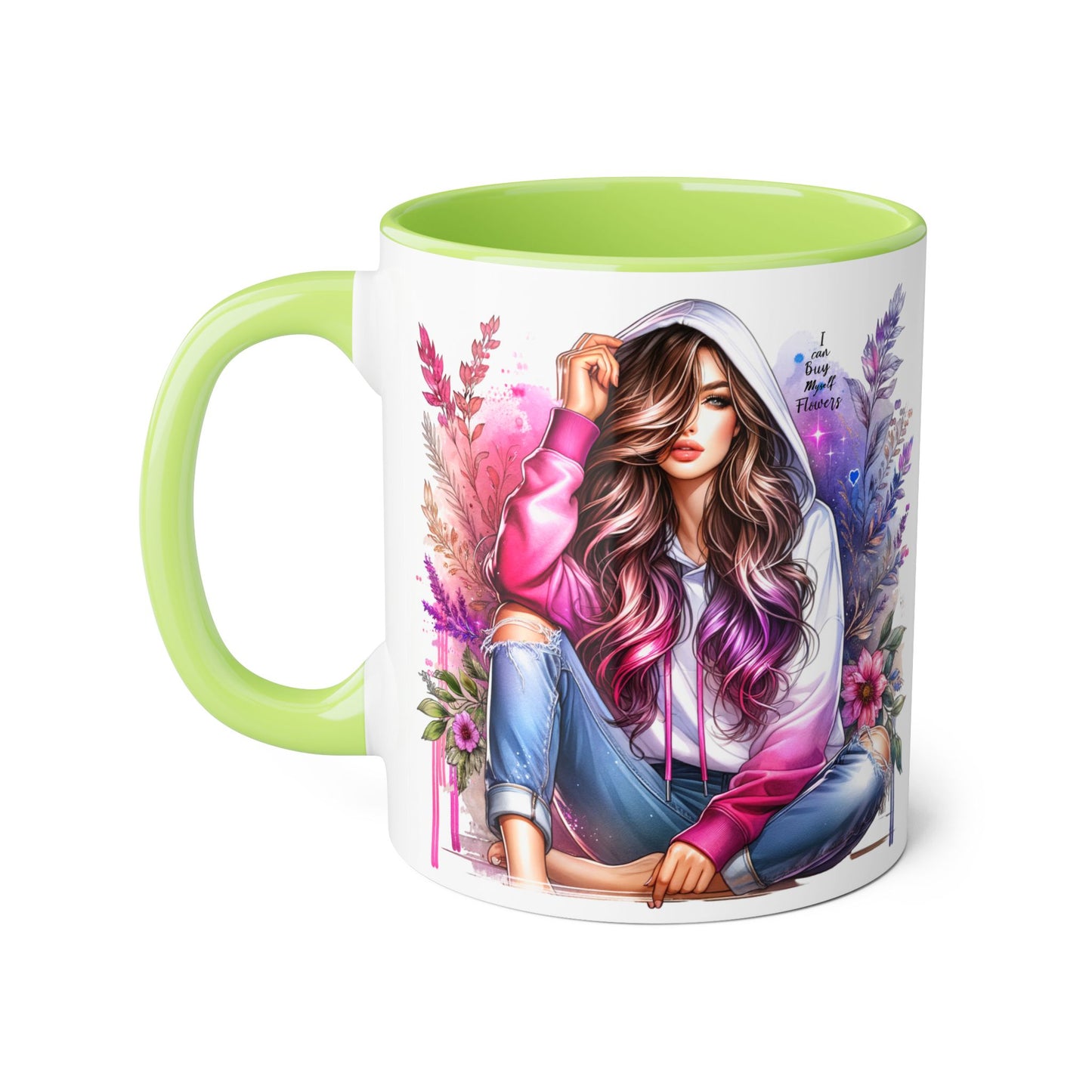 I Can Buy Myself Flowers Chic Floral Accent Mug, Unique Coffee Cup for Women, Gift for Her, Artful Tea Cup, Birthday Mug, Cozy Coffee Drinkware
