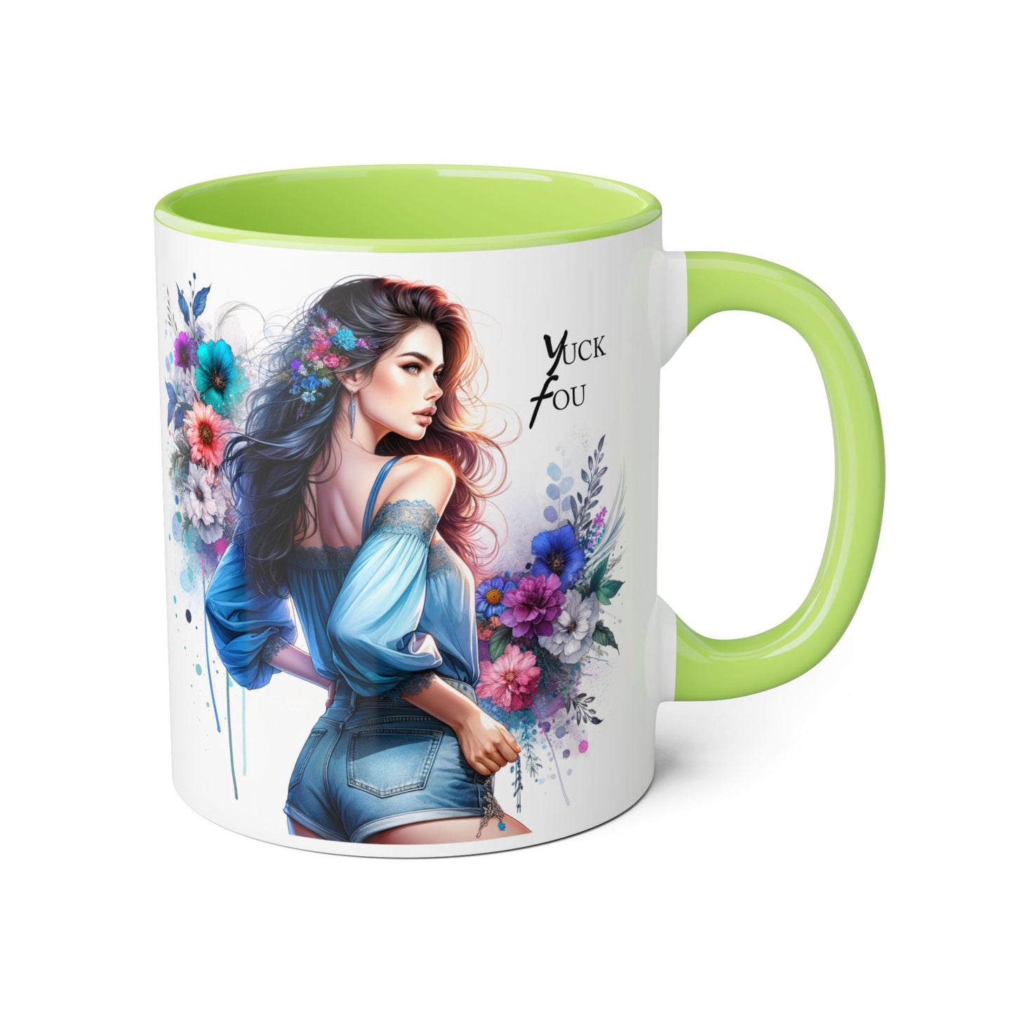 Yuck Fou Floral Graphic Accent Mug: Perfect Gift for Tea Lovers, Coffee Breaks, Home Decor, Inspirational Quotes, Mother's Day, Birthdays