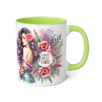 I Can Buy Myself Flowers Floral Inspiration Mug, Unique Gift for Her, Coffee Cup, Self-Care Item, Beautiful Floral Design