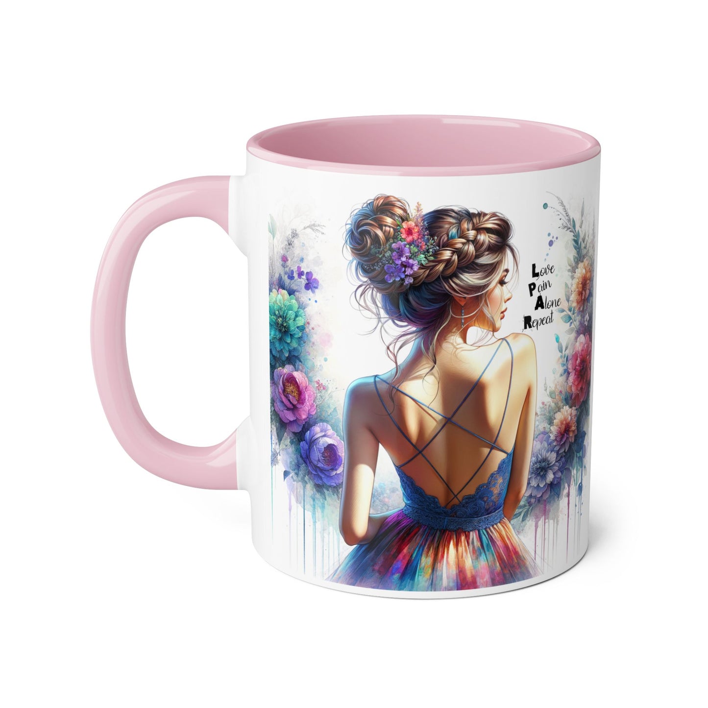 Floral Accent Mug - Vibrant Coffee Cup, Gift for Her, Home Decor, Inspirational Quotes, Art Lover's Mug, Tea Lover's Gift