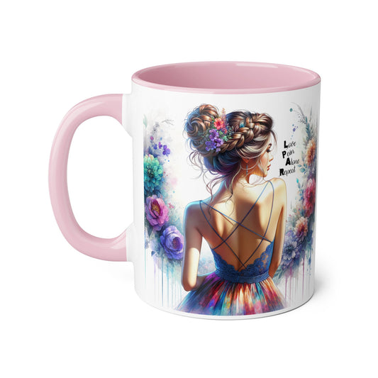 Floral Accent Mug - Vibrant Coffee Cup, Gift for Her, Home Decor, Inspirational Quotes, Art Lover's Mug, Tea Lover's Gift