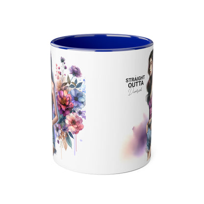 Straight Outta Divorced Humoristic Artistic Accent Mug, Unique Floral Coffee Cup, Gift for Her, Home Decor, Straight Outta Design, Inspirational Tea Mug