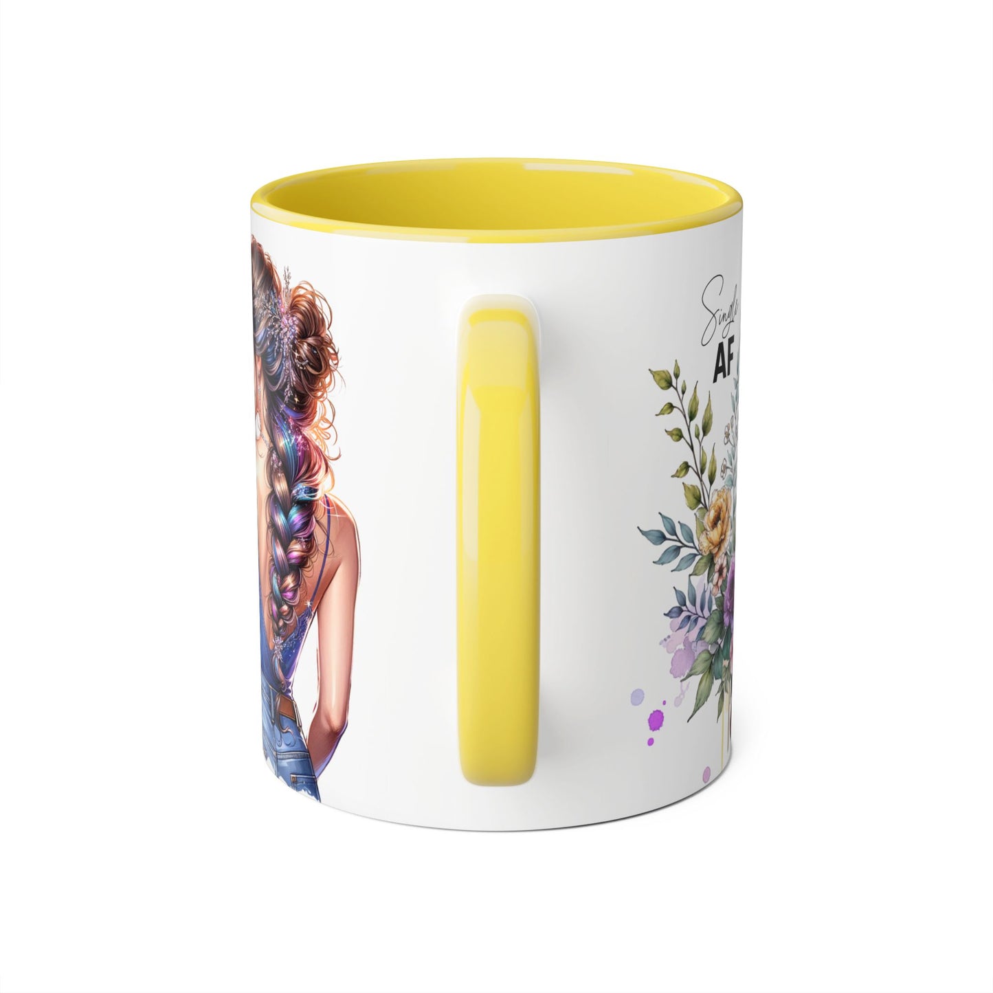 Single AF Stylish Accent Mugs for Coffee Lovers, Floral Design Mug, Gift for Her, Unique Tea Mug, Simple AF Mugs for Home Decor