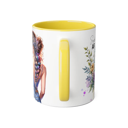 Single AF Stylish Accent Mugs for Coffee Lovers, Floral Design Mug, Gift for Her, Unique Tea Mug, Simple AF Mugs for Home Decor