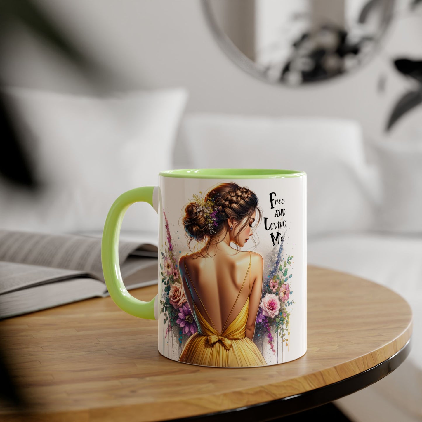 Floral Coffee Mug - Free and Loving Me, Artistic Gift for Her, Boho Style Coffee Cup, Inspirational Home Décor, Perfect for Birthdays, [...]