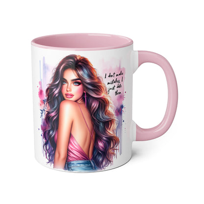 I Don't Make Mistakes, I Date Them Vibrant Accent Mug, Inspirational Coffee Cup, Artful Drinkware, Gift for Her, Motivational Mug, Home Decor, Unique Ceramic Cup