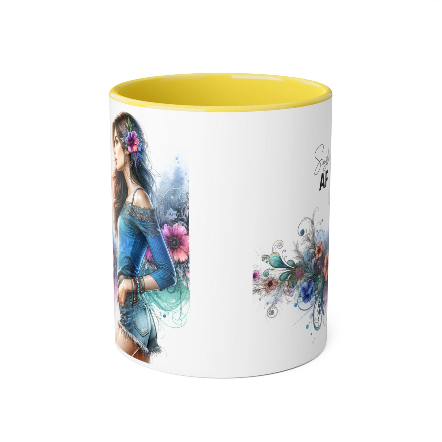 Stylish Accent Mug, Coffee Lover Gift, Floral Design Mug, Trendy Drinkware, Unique Gift for Her, Simple AF Mug