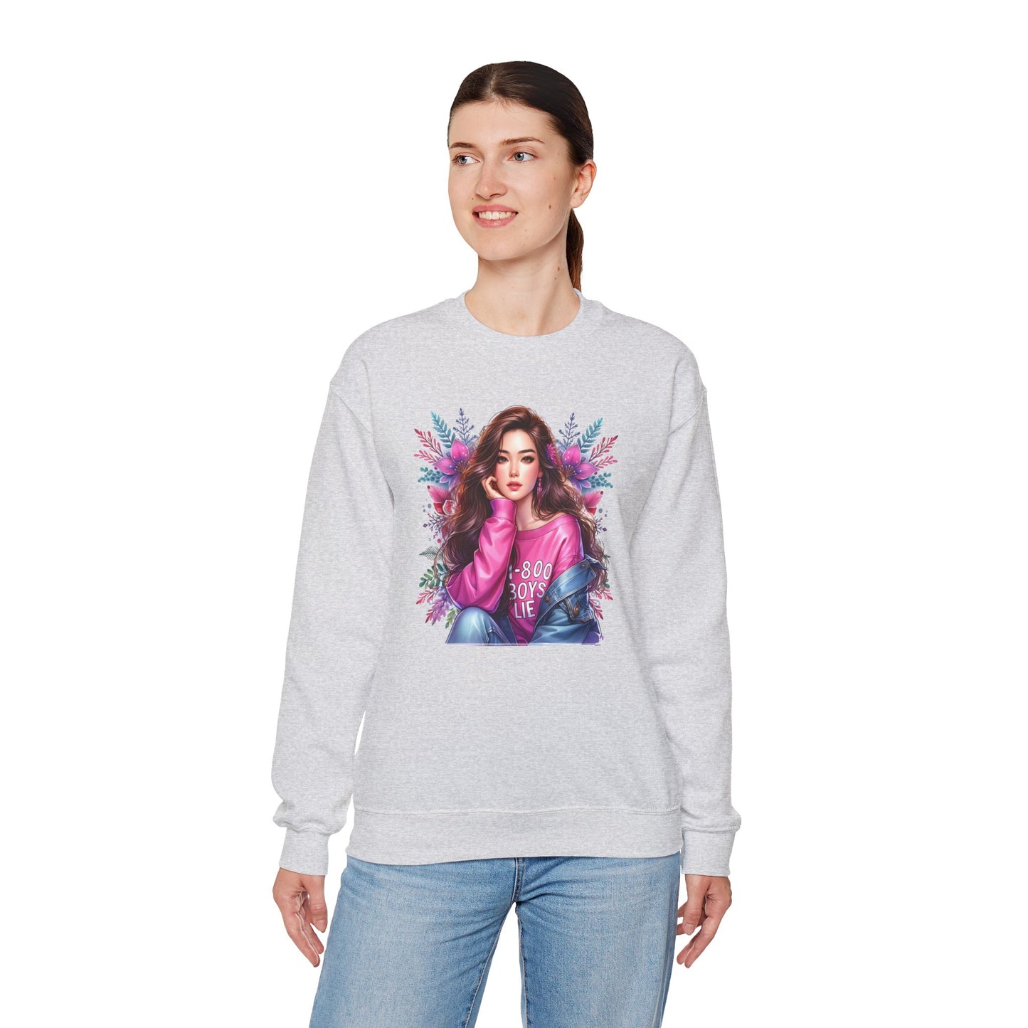 1-800-Boys-Lie Trendy Crewneck Sweatshirt - Cozy Unisex Pullover, Perfect for Casual Days, Gifts for Her, Cute Fashion Layering, Everyday Style