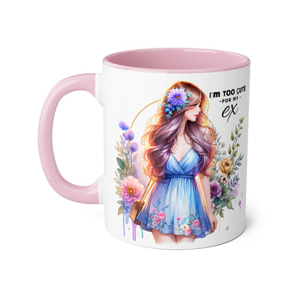 I'm Too Cute For My Ex Floral Ex-Partner Mug, Coffee Cup for Breakup Gifts, Girlfriend Present, Humor Mug, Cute Gift Idea for Her