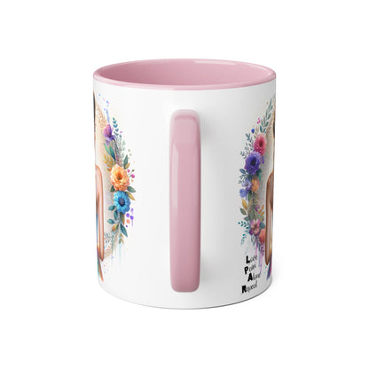 Artistic Accent Mug, Floral Coffee Cup, Unique Gifts for Her, Inspirational Drinkware, Love Yourself Mugs, Boho Style