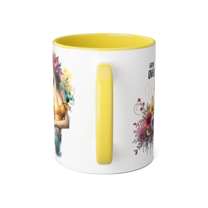 Game Over Floral Accent Mug, Gift for Gamers, Coffee Tea Cup, Home Decor, Birthday, Celebration, Unique Mug