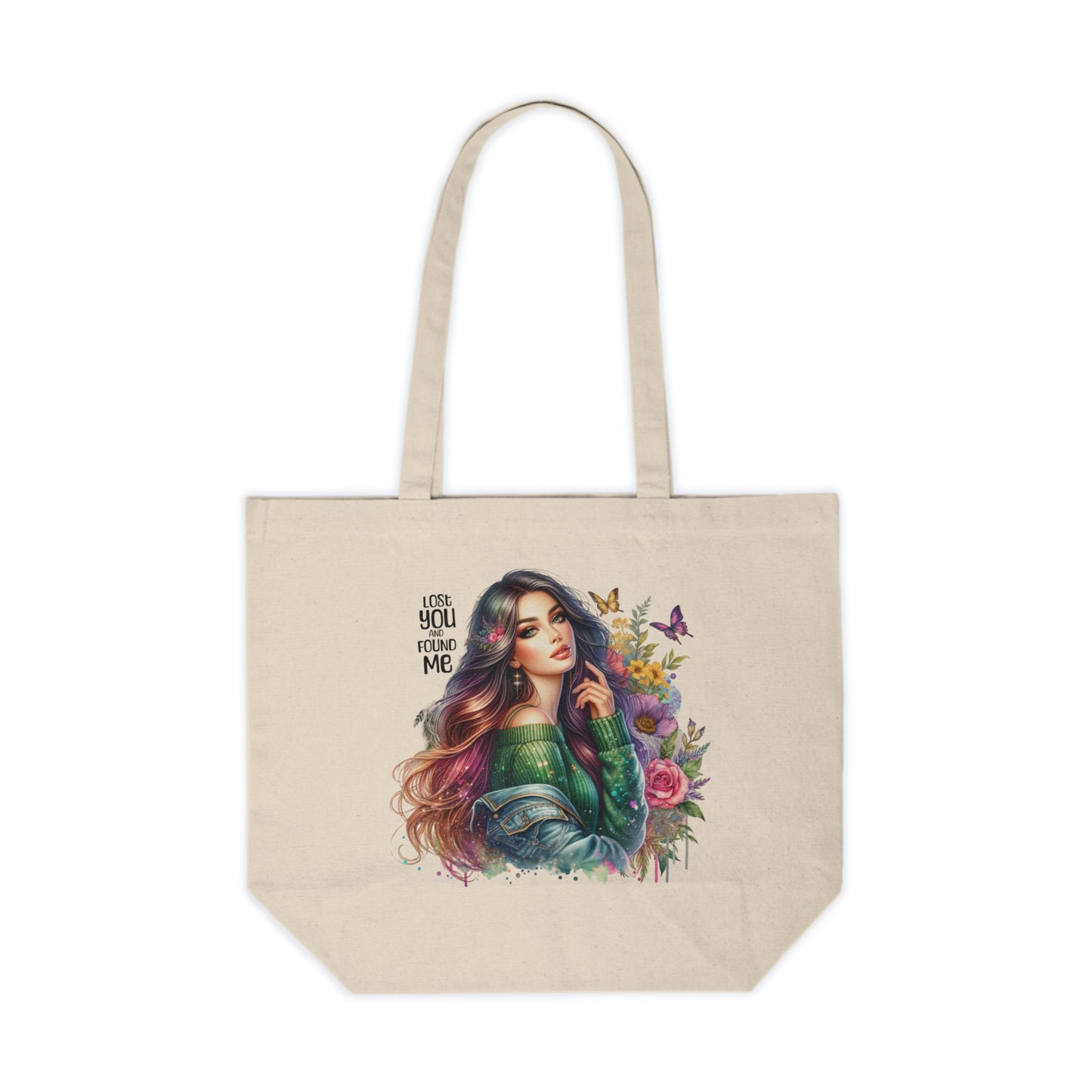 Lost You and Found Me Artistic Floral Tote Bag, Eco-Friendly Shopping Bag, Gift for Her, Boho Style, Reusable Grocery Tote, Unique Art Tote
