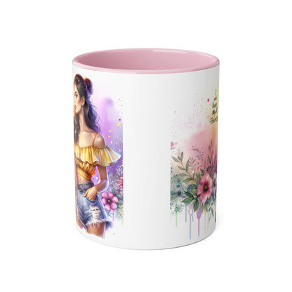 I Can Buy Myself Flowers Colorful Floral Accent Mug, 11oz Coffee Cup, Bohemian Style Drinkware, Perfect Gift for Garden Lovers, Ideal for Birthdays, Mother's Day