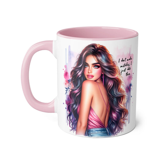 I Don't Make Mistakes, I Date Them Vibrant Accent Mug, Inspirational Coffee Cup, Artful Drinkware, Gift for Her, Motivational Mug, Home Decor, Unique Ceramic Cup