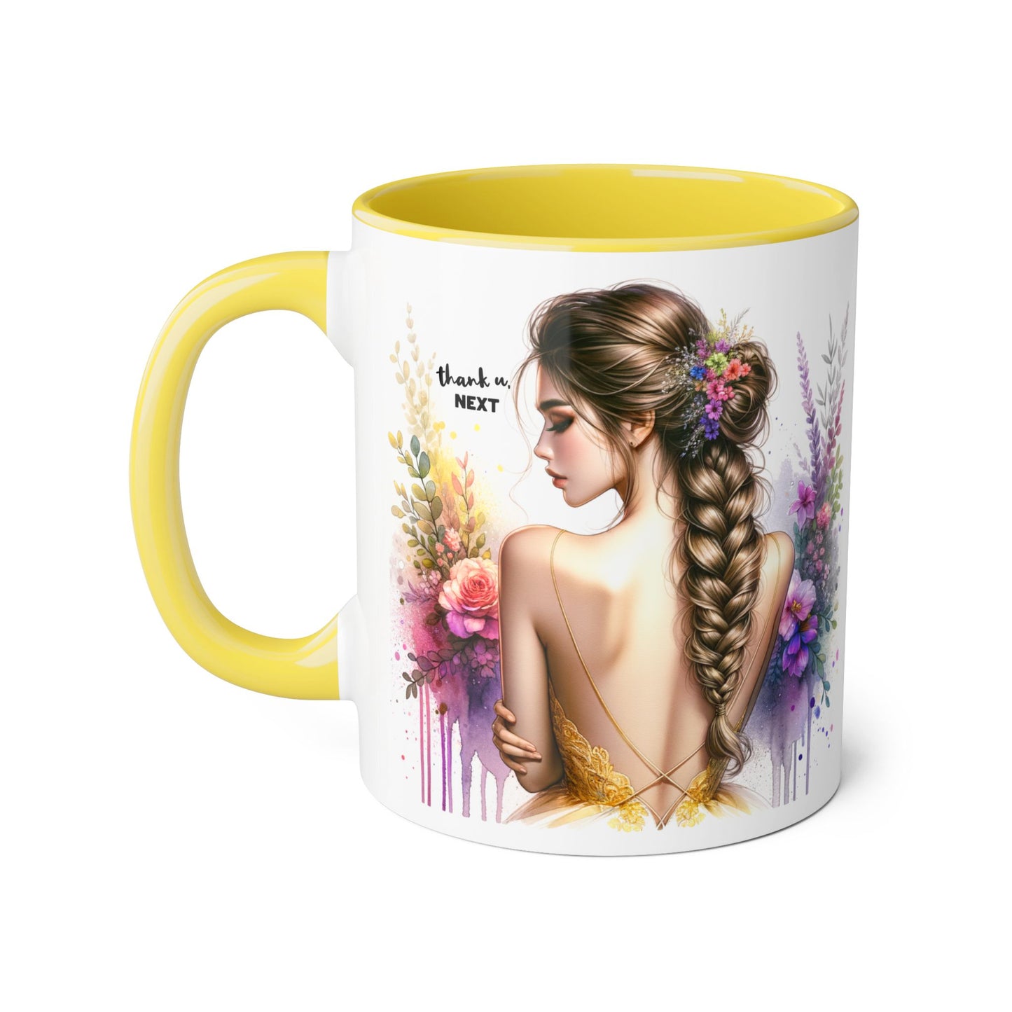 Thank U, Next Floral Art Accent Mug - Perfect Gift for Coffee Lovers, Boho Decor, Birthday, Tea Time, Home Office