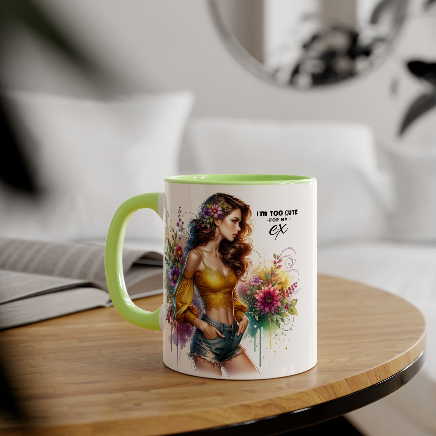 I'm Too Cute For My Ex Colorful Accent Mug with Floral Design, Unique Coffee Cup, Boho Chic Gift, Fun Ex Statement Mug, Artistic Drinking Mug, Cute Ceramic [...]