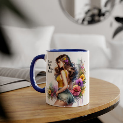Colorful Floral Accent Mug with Inspirational Quote