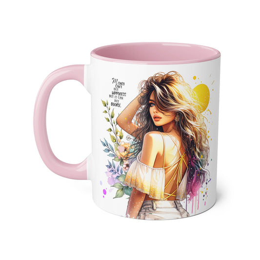 Money Can't Buy Happiness But It Can Buy Divorce Humoristic Artistic Accent Mugs, Ideal Gift for Mother's Day, Flower Lover, Cheerful Home Decor, Inspirational Drinkware, Unique Coffee Collection