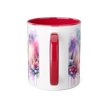 Colorful Floral Accent Mug |  Yuck Fou  Coffee Cup | Unique Gift for Her, Inspirational Drinkware, Fun Tea Mug, Motivational Gift