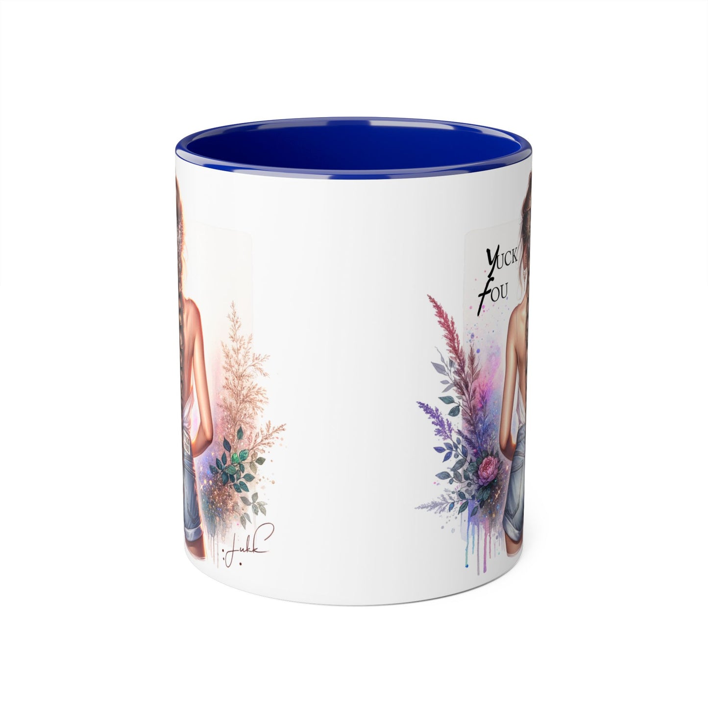 Yuck Fou Stylish Floral Accent Mug, Gift for Friends, Motivational Coffee Cup, Cute Home Decor, Art Lover's Mug, Perfect for Holidays