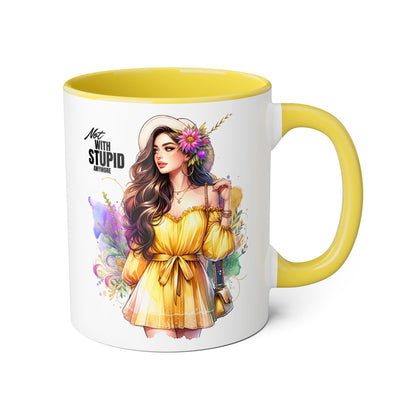 Not With Stupid Anymore Humoristic 11oz Accent Mug