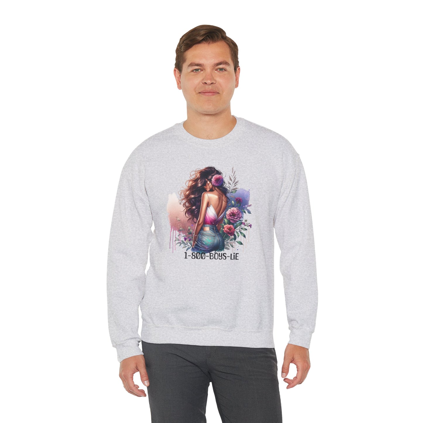 1-800-Boys-Lie Boss Babe Floral Sweatshirt | Unisex Comfortable Crewneck, Trendy Gift for Her, Affirmation Clothing, Cozy Fashion