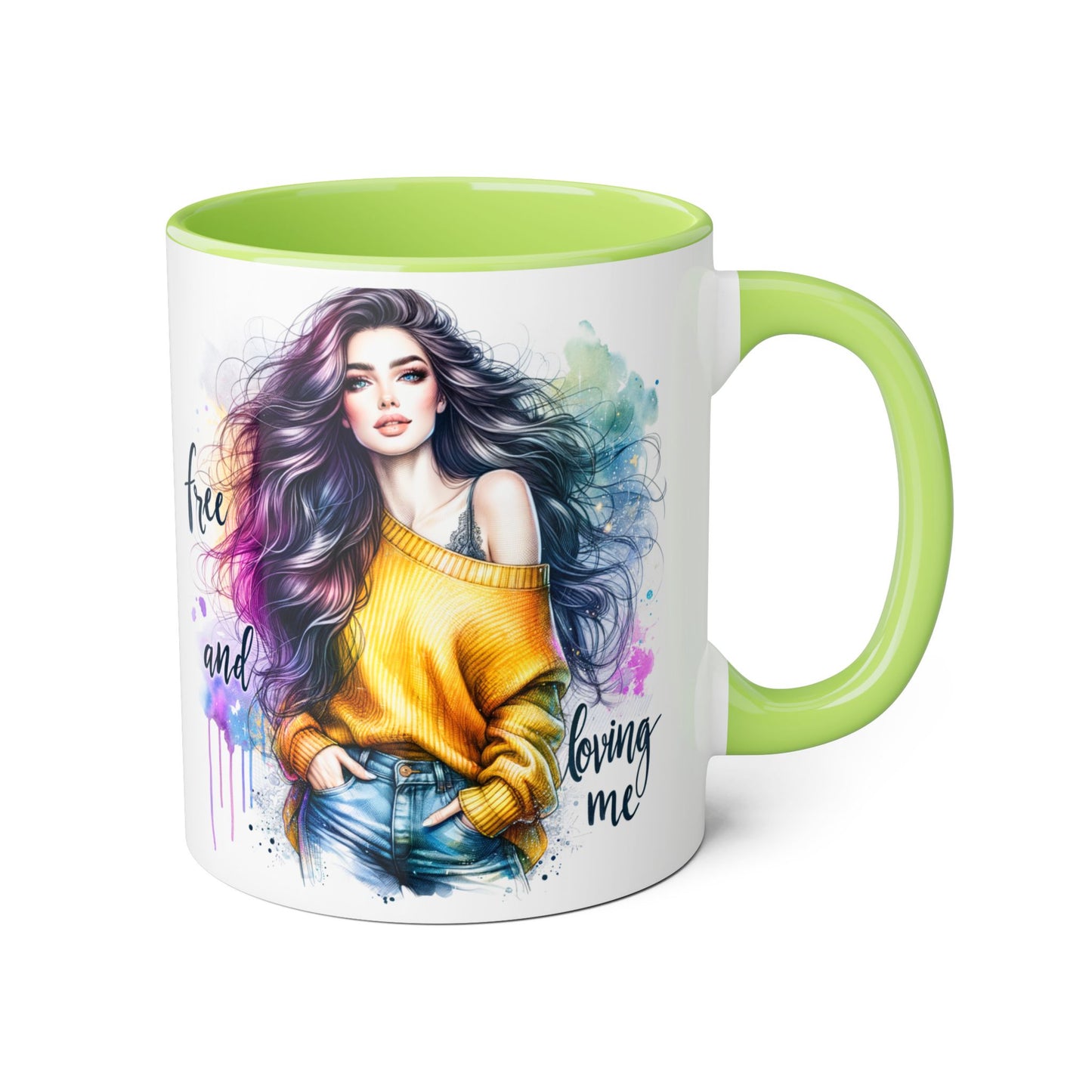 Colorful Inspirational Accent Mug, Free and Loving Me Coffee Cup, Artistic Drinkware Gift for Her, Vibrant Daily Motivation, Birthday [...]