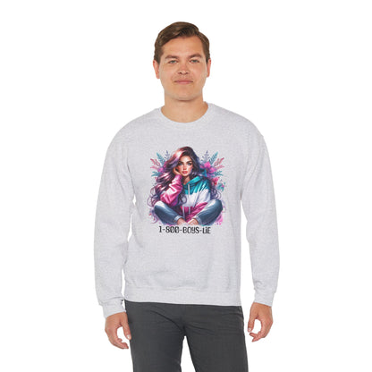 Chic Graphic Crewneck Sweatshirt - 1-800-BOYS-LIE, Cozy Sweatshirt, Fashion Sweatshirt, Casual Wear, Unique Gift, Trendy Outfit