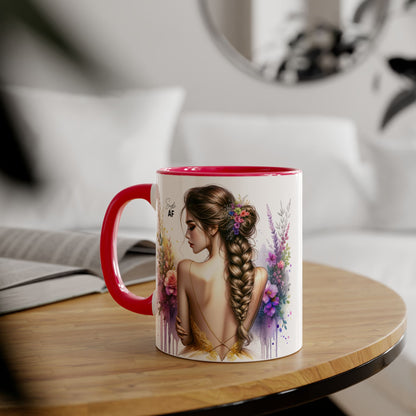 Floral Art Accent Mug, Coffee Cup for Home Decor, Gift for Her, Birthday Present, Inspirational Drinkware