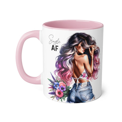 Single AF Bold Floral Single AF Accent Mug - Perfect for Coffee Lovers, Gifts for Her, Self-Care, Celebration, Home Decor