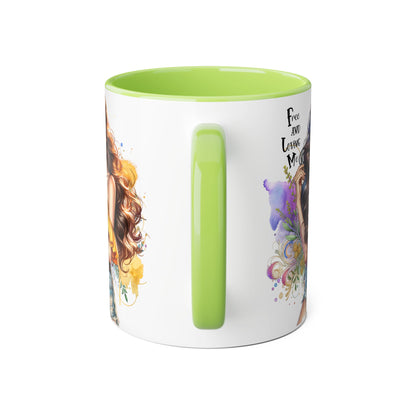 Free Spirit Accent Mug, Boho Coffee Cup, Inspirational Gift, Art Lover's Mug, Unique Home Decor, Stylish Drinkware