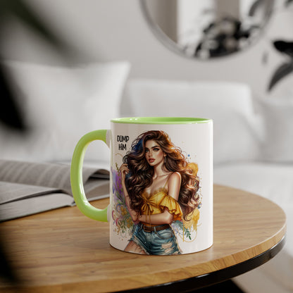 Sassy Accent Mug, Perfect Gift for Coffee Lovers, Celebrate Friendship, Dump Him Design, Stylish 11oz Coffee Cup, Unique Feminine Drinkware