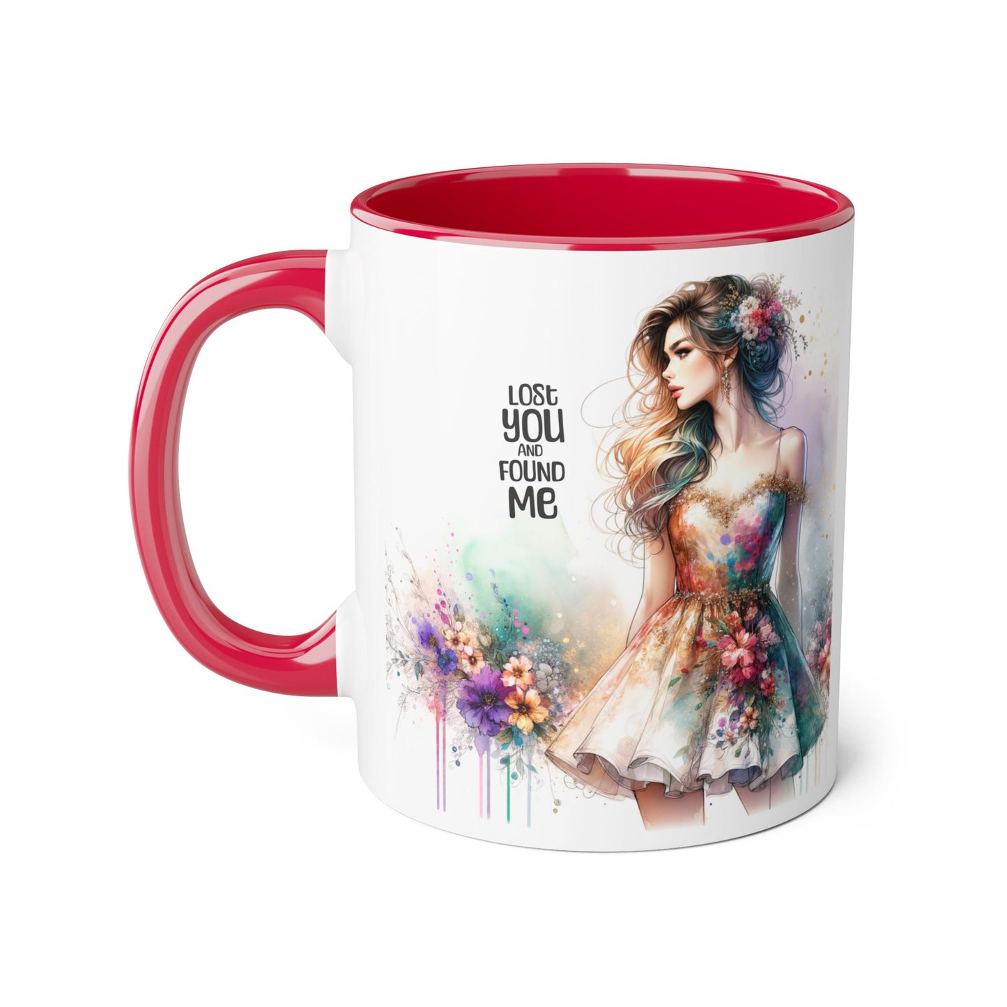 Lost You and Found Me Elegant Floral Accent Mug - Lost You Found Me, Coffee Lover Gift, Unique Drinkware, Artistic Home Decor, Empowering Message Mug