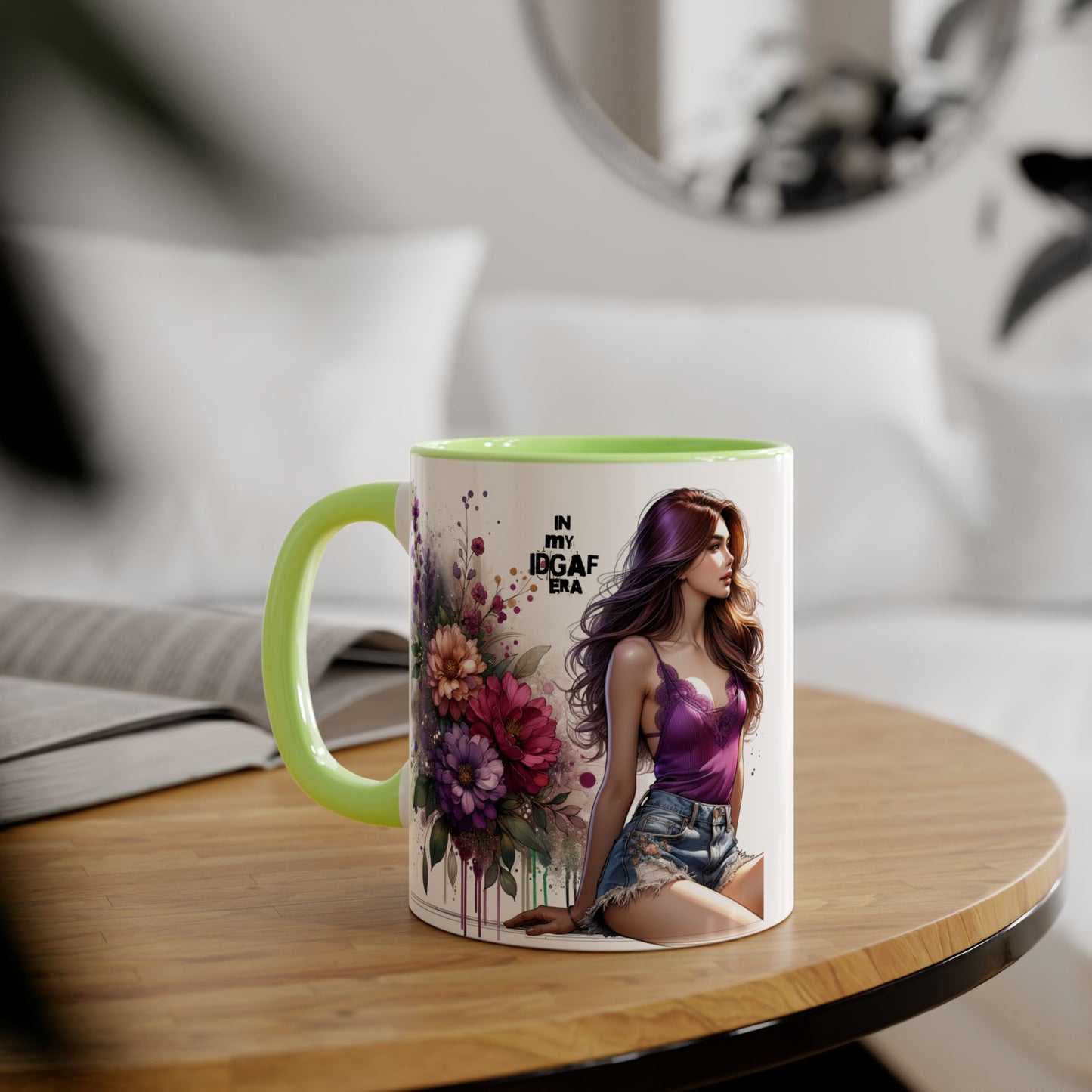 Chic Floral Accent Mug - Perfect for Coffee Lovers, Gift for Her, Home Decor, Floral Art Mug, Unique Drinkware