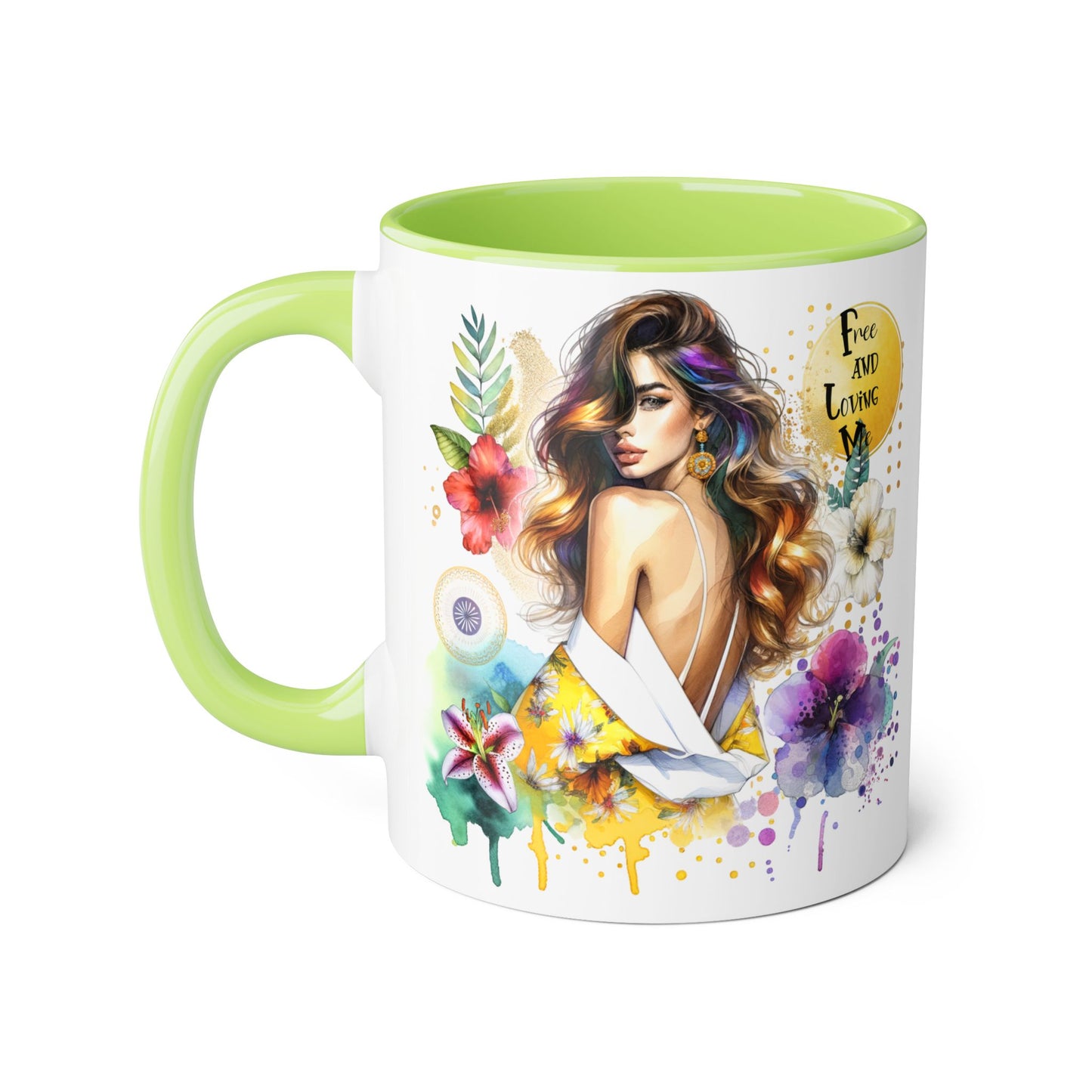 Colorful Artistic Accent Mug - "Free and Loving Me" - Vibrant Coffee Mug for Art Lovers, Gift for Her, Inspirational Drinkware, Home [...]